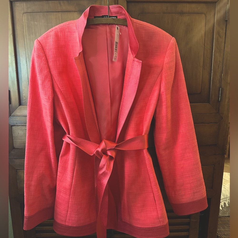 Womens Coral Tie-Waist Blazer Jacket